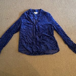 L’Agence Animal Print Velvet Silk Blouse
